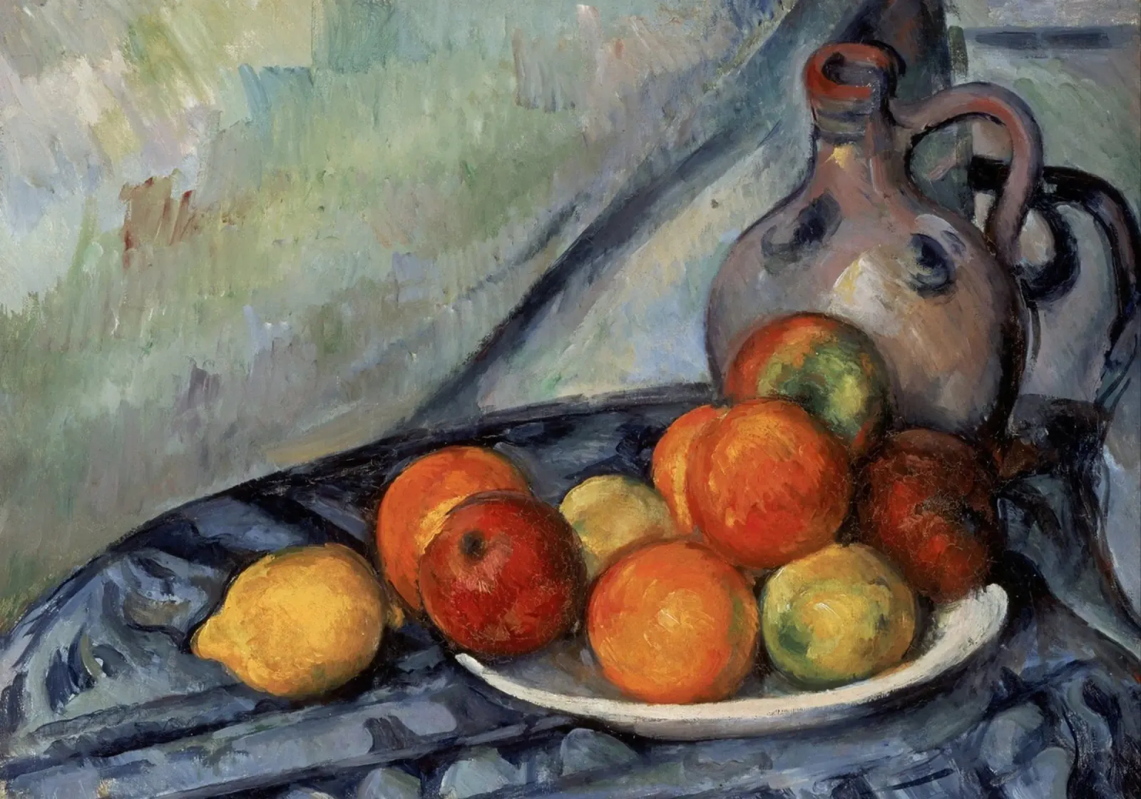 Cézanne Natura morta frutta e brocca - Arte post-impressionista carta hahnemühle da ClubArt