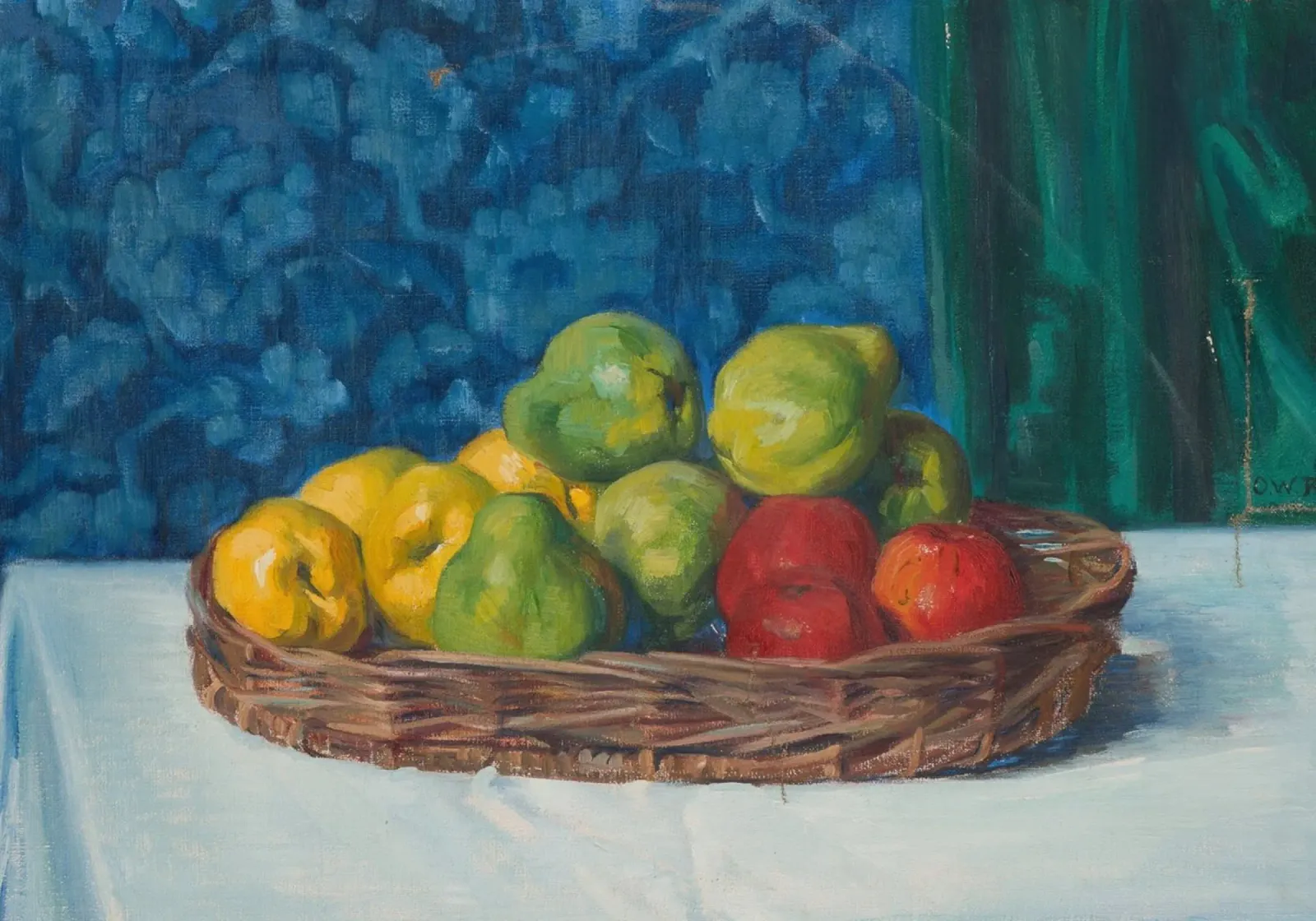 Nature morte à la corbeille de fruits - Art post-impressionniste texturé poster de ClubArt