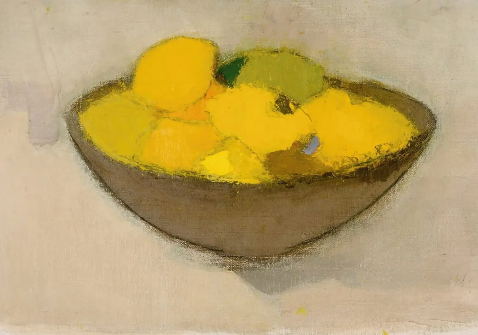 Nature morte au bol de fruits - Expressionnisme abstrait jaune poster de ClubArt