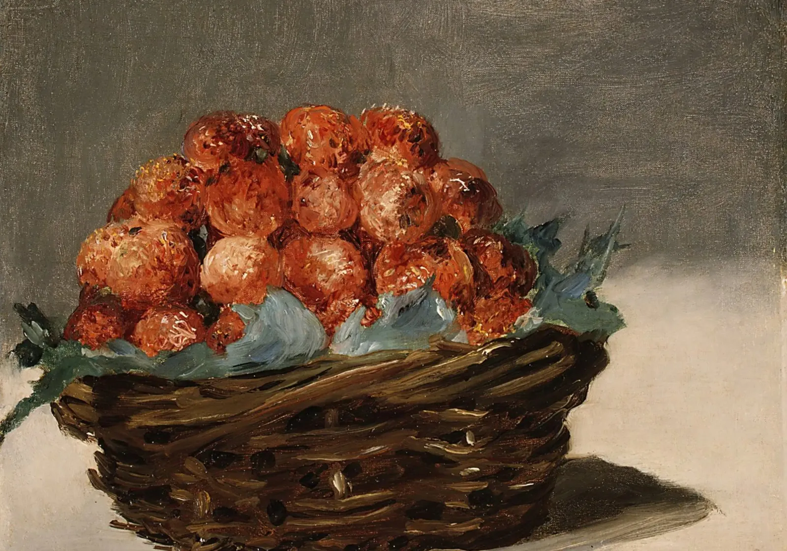 Natura morta con cestino di fragole - Arte della frutta impressionista poster con telaio in plastica da ClubArt