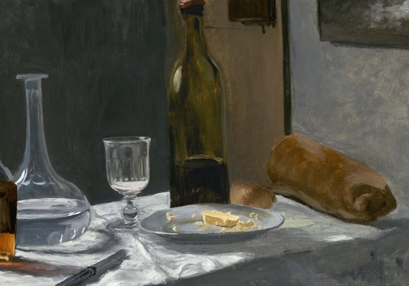Natura morta pane e vino - Scena di cucina classica pellicola backlit da ClubArt