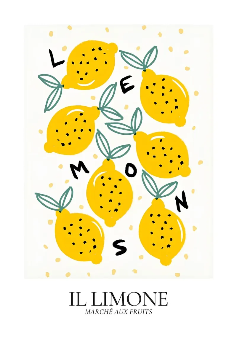 Il Limone - Poster Pop Art per il mercato dei limoni poster con telaio in alluminio da ClubArt