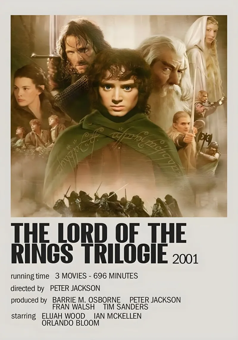 THE LORD OF THE RINGS TRILOGIE 2001 pellicola backlit da MVFminimalist