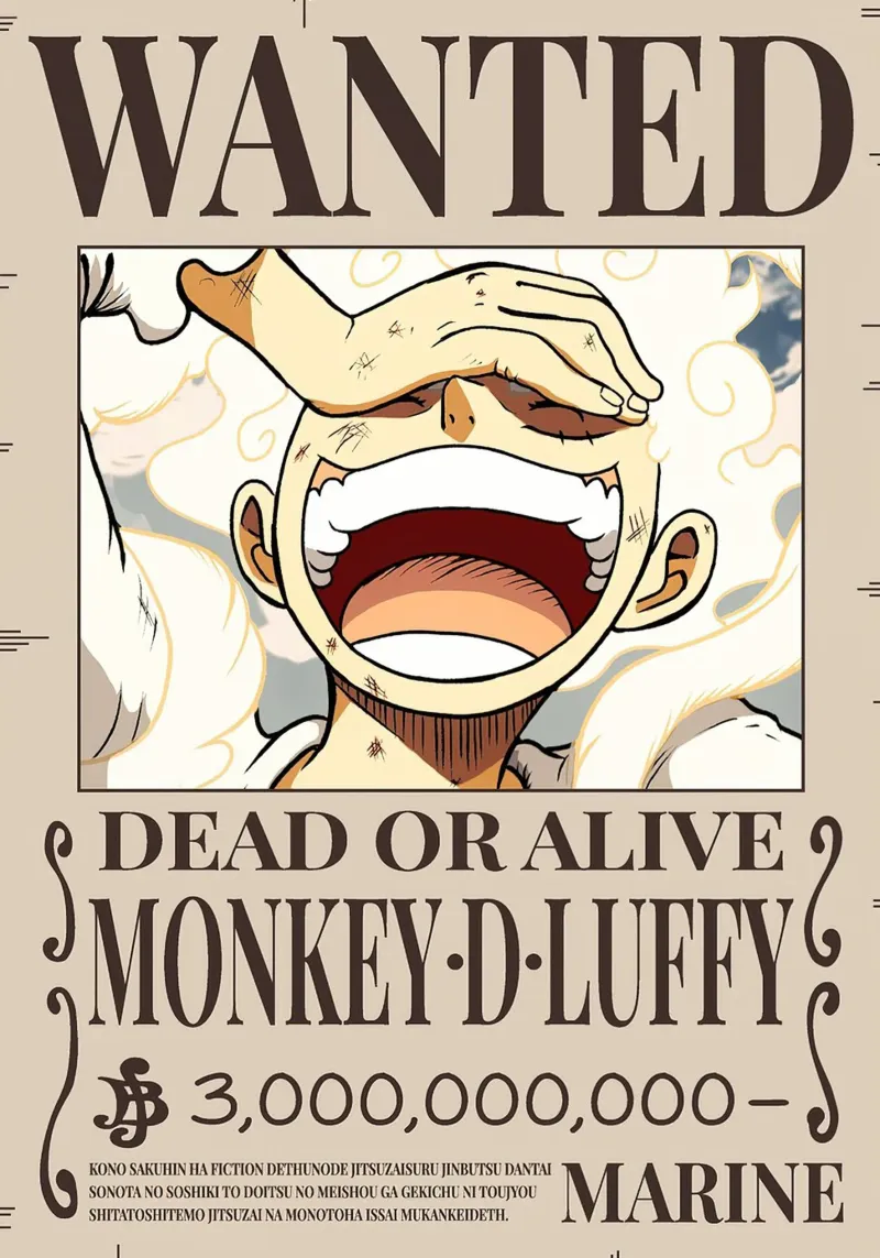 Poster Luffy Gear 5 Wanted alluminio dibond da harris shop