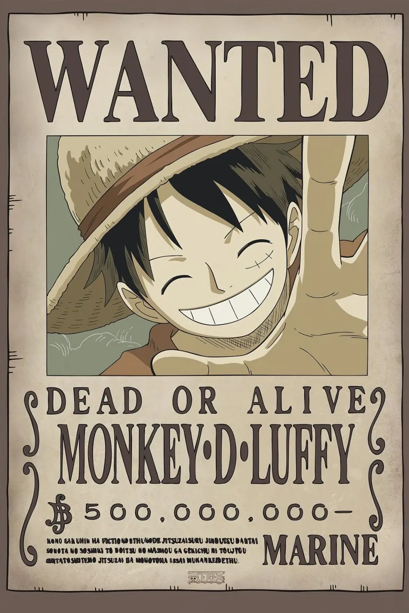 Poster Luffy Wanted pellicola backlit da harris shop