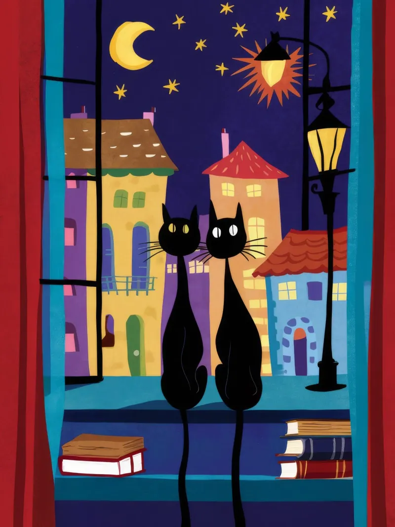 Serenata del gatto del lampione pellicola backlit da FadeAura