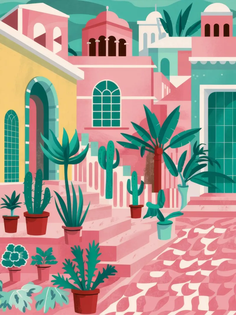 Cortile dei gradini rosa pellicola backlit da Muse Artworks