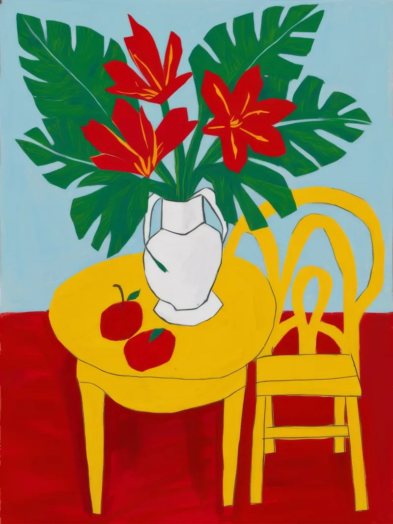 Table rouge Chaise jaune hahnemühle de Muse Artworks