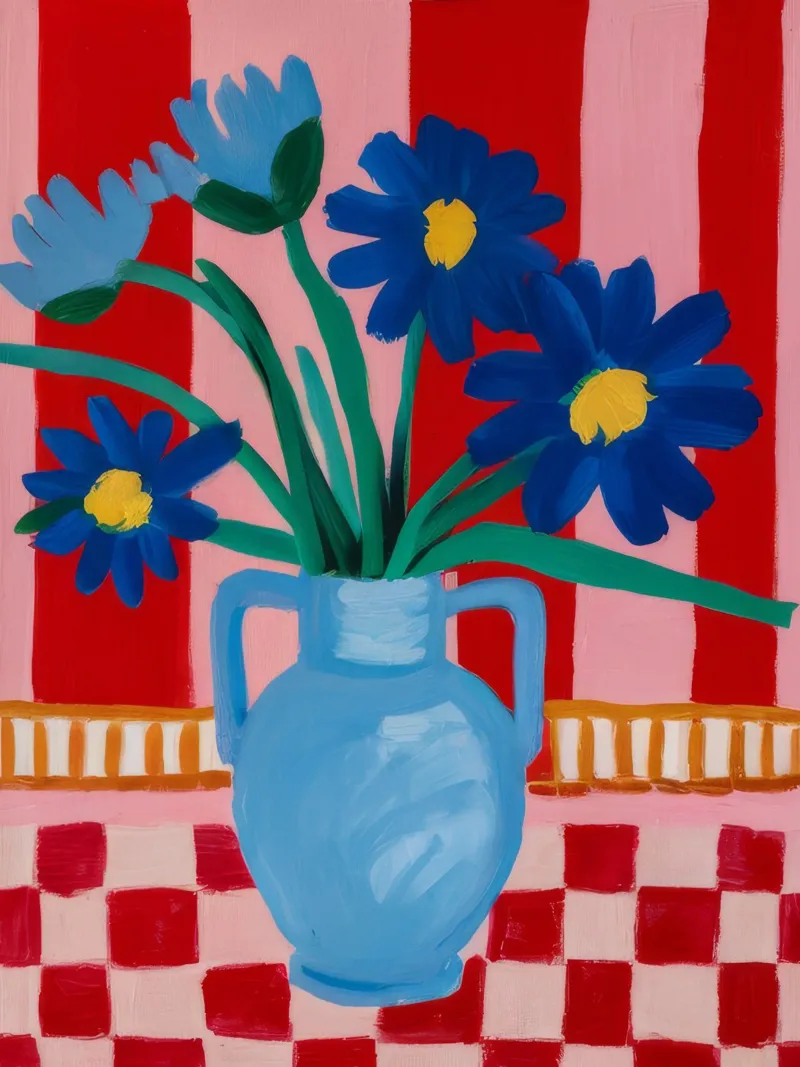 Blue Vase Checkered Table acrylic glass by FadeAura