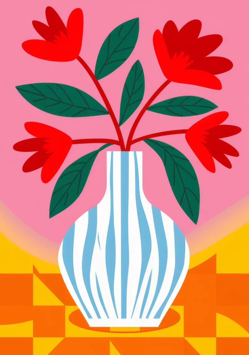 Fiori blu a strisce rosse pellicola backlit da Haven Fantasy