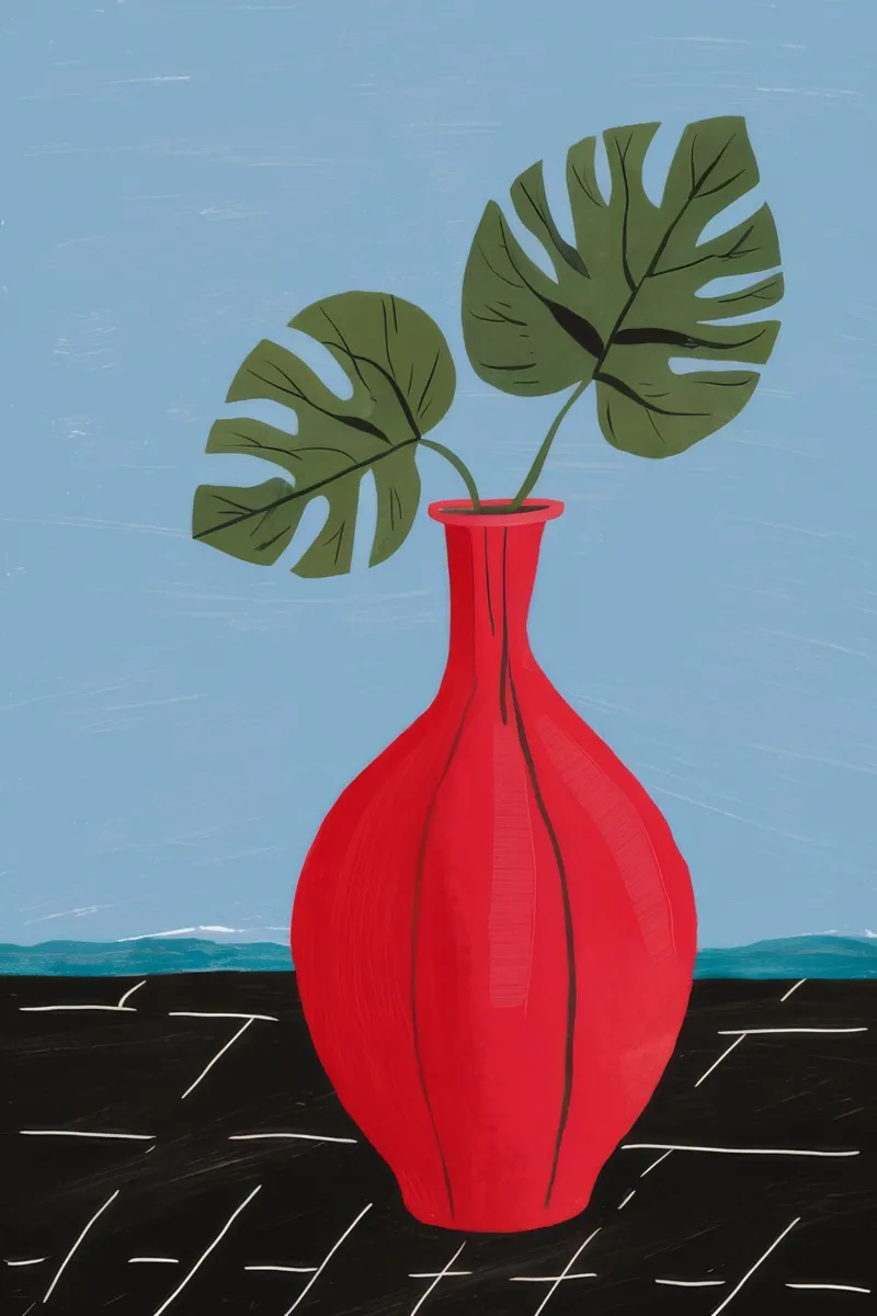 Monstera a vaso rosso pellicola backlit da Haven Fantasy