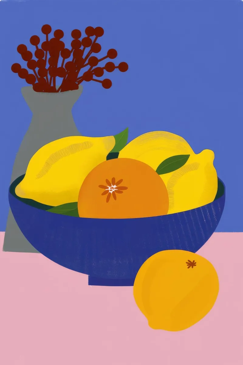 Blue Vase Citrus hahnemühle by Haven Fantasy