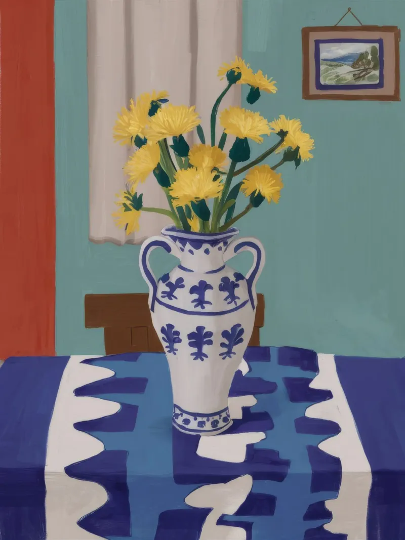 Vaso a cineserie Fiori gialli poster con telaio in alluminio da Stone Decade