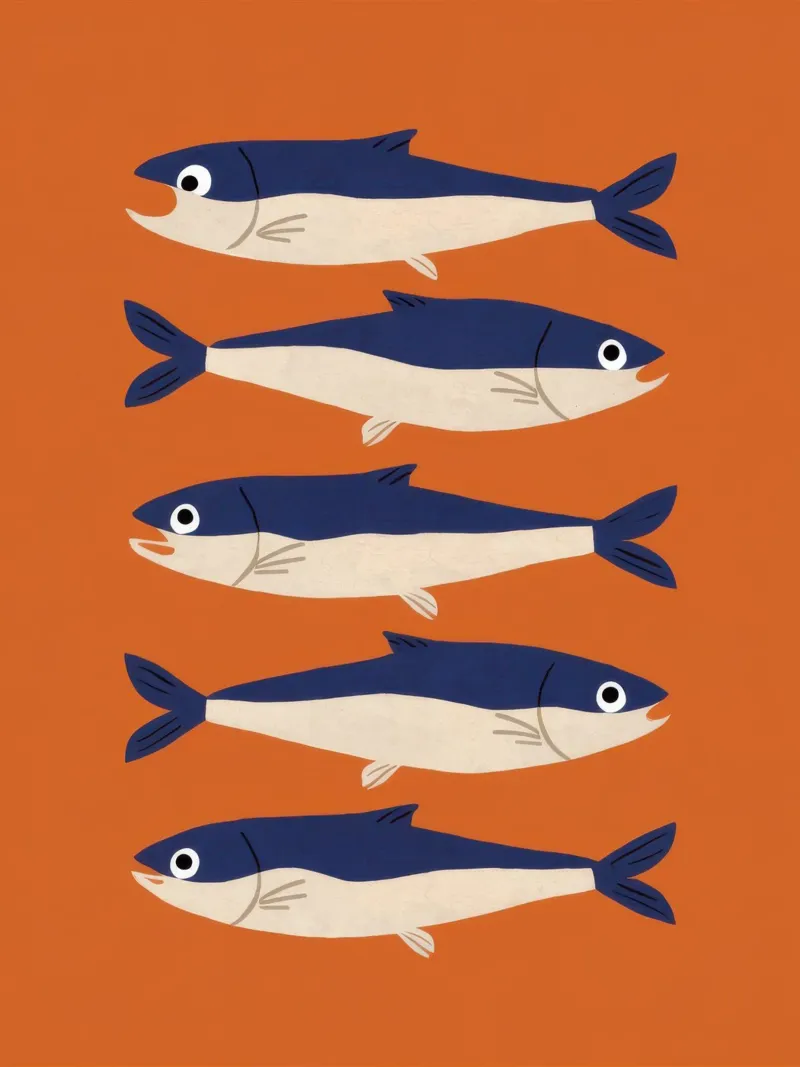 Sardine School Stilte backlit folie van Pale Aura