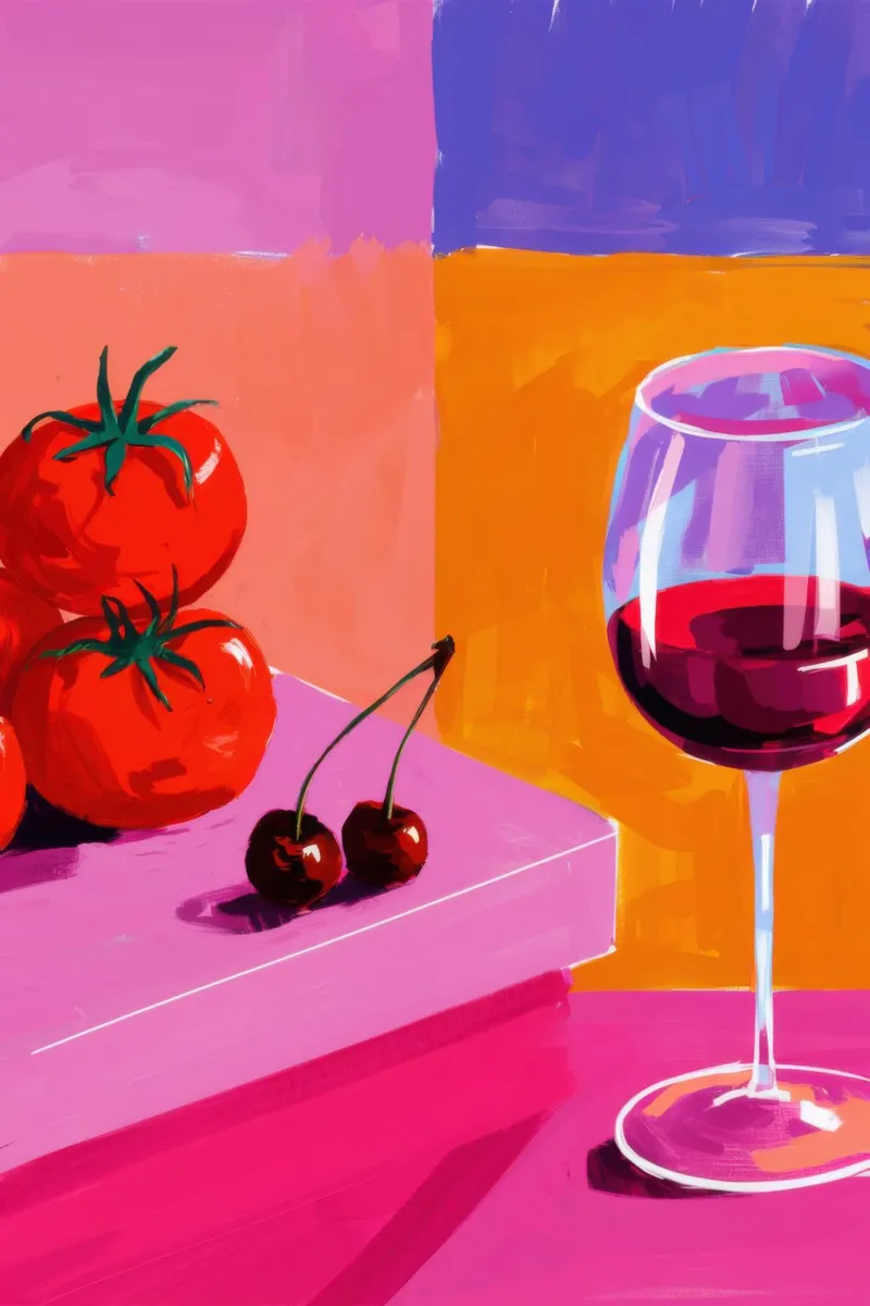 Tomate Vino Reposo lienzo con Marco flotante de Pale Aura