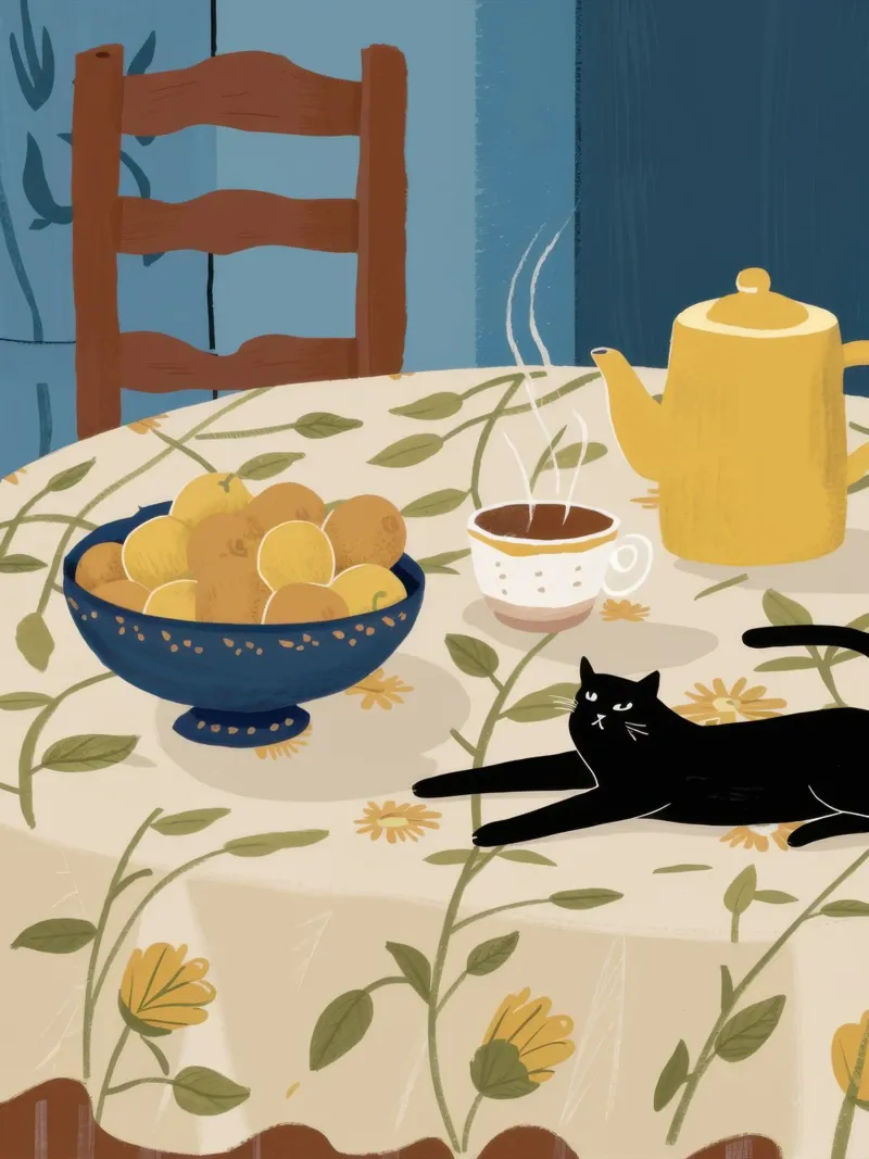Table Cat Nap canvas by Pale Aura