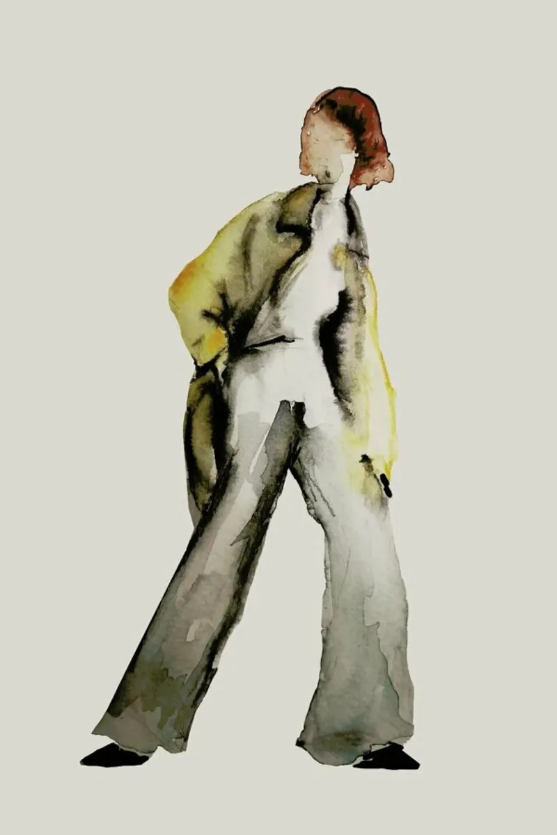 Yellow Coat poster con telaio in legno da XOXO Arte