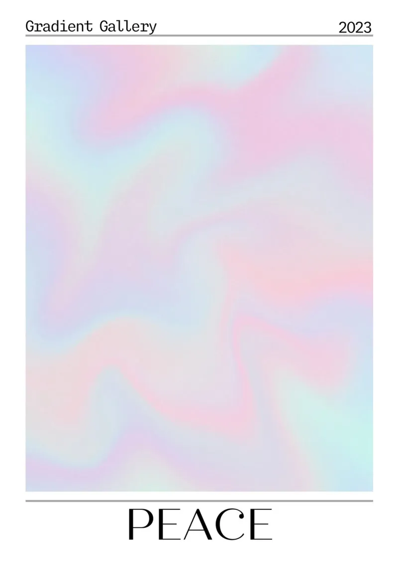 "Peace" Swirl Gradient Abstract Poster Art 2023 poster with wooden frame by homdeco