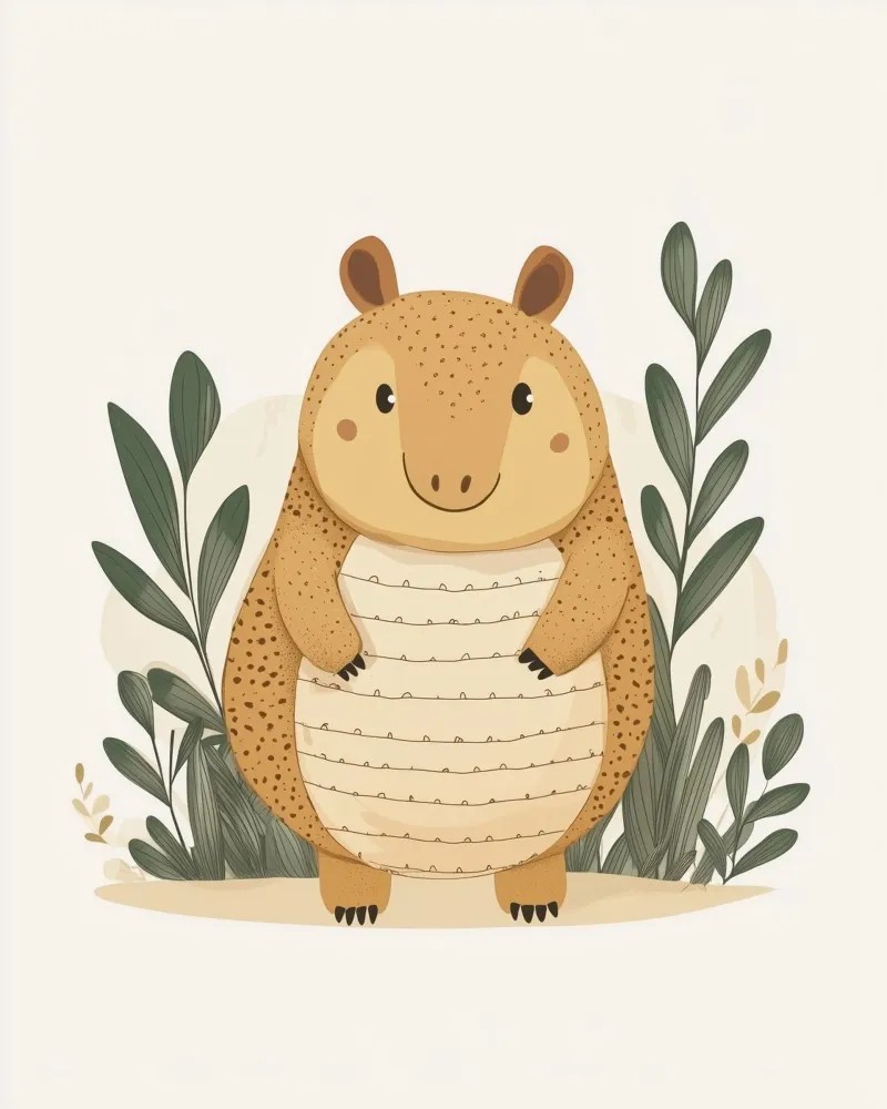 Grillig gordeldier poster met kunststof frame van Happy Littles