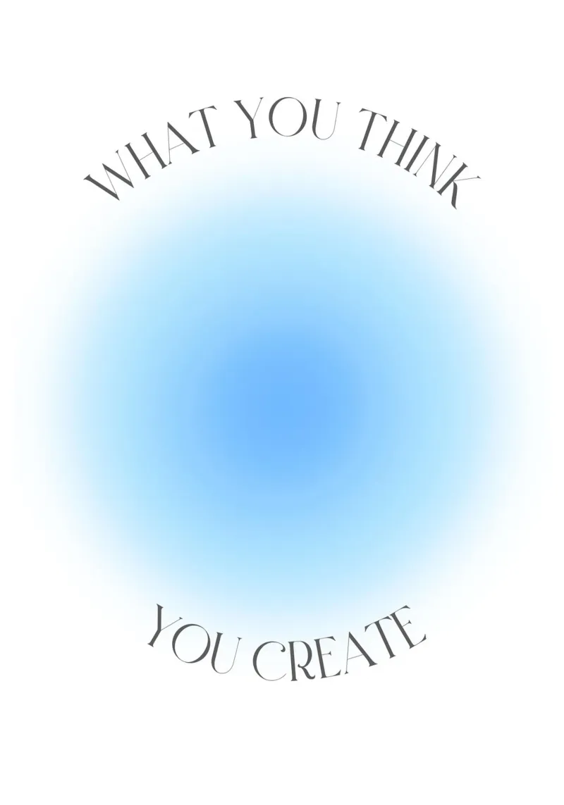 "What You Think" Law of Attraction Blue Aura Art Print alu-dibond by homdeco