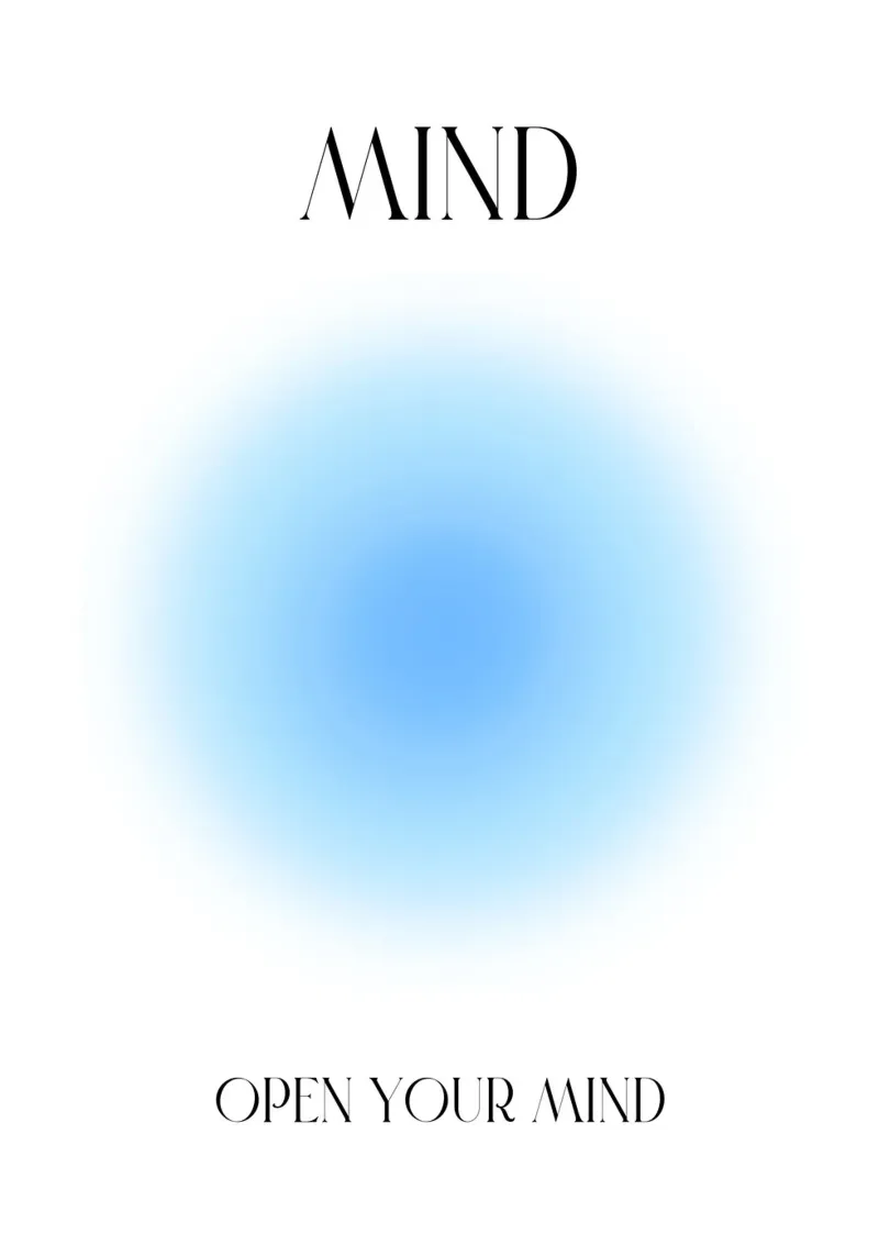 Poster d'arte "Open Your Mind" Serene Blue Aura Gradient Poster Art pellicola backlit da homdeco