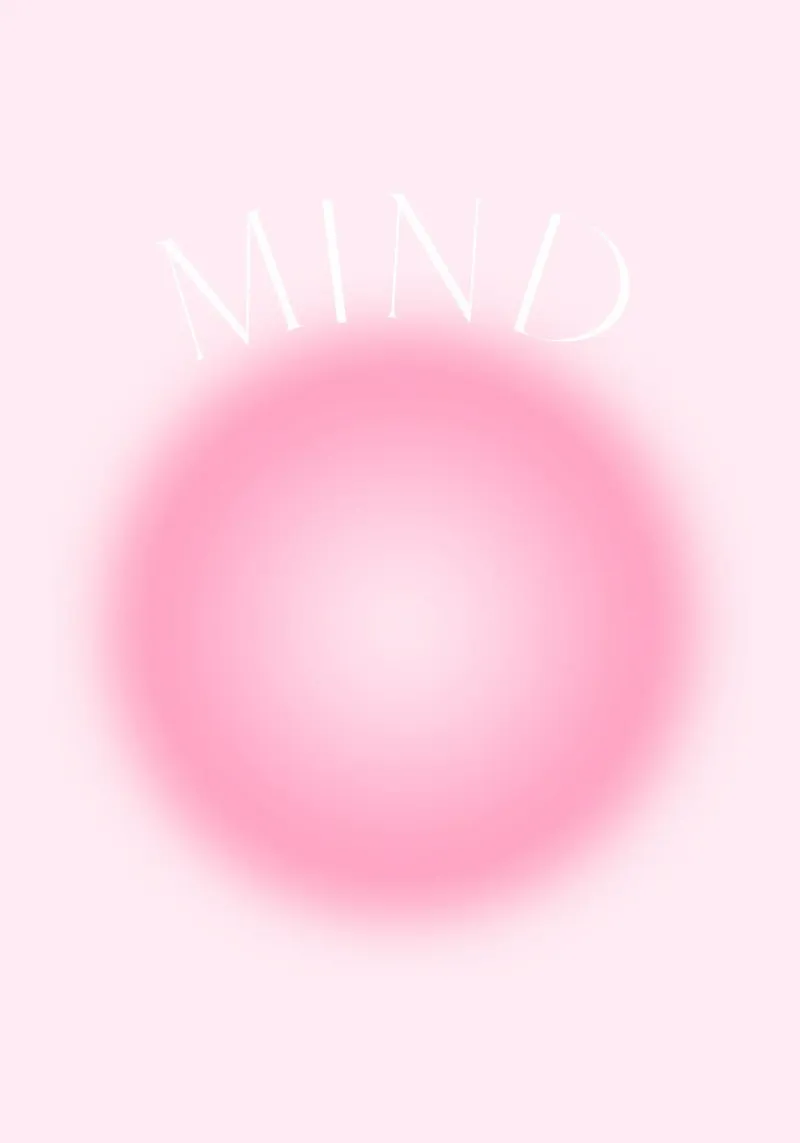 "MIND" Soft Pink Aura Gradient Abstract Poster Art alu-dibond by homdeco