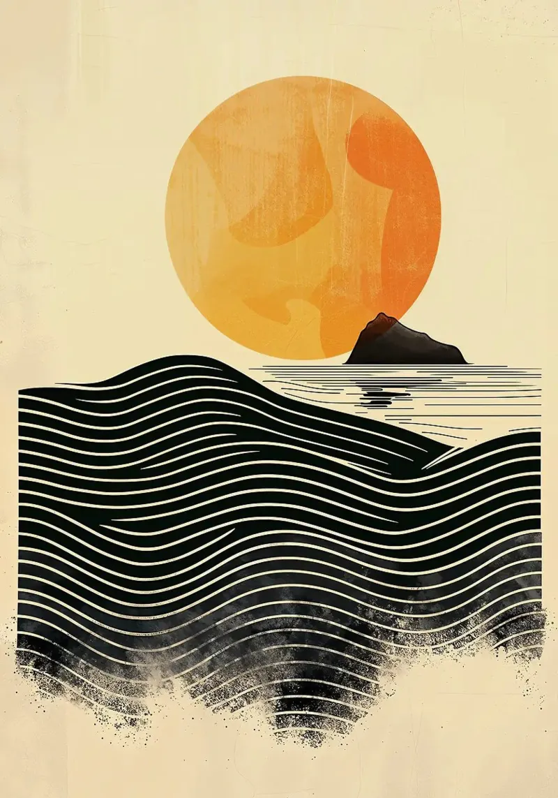 sole onde oceano poster da Ron Bale