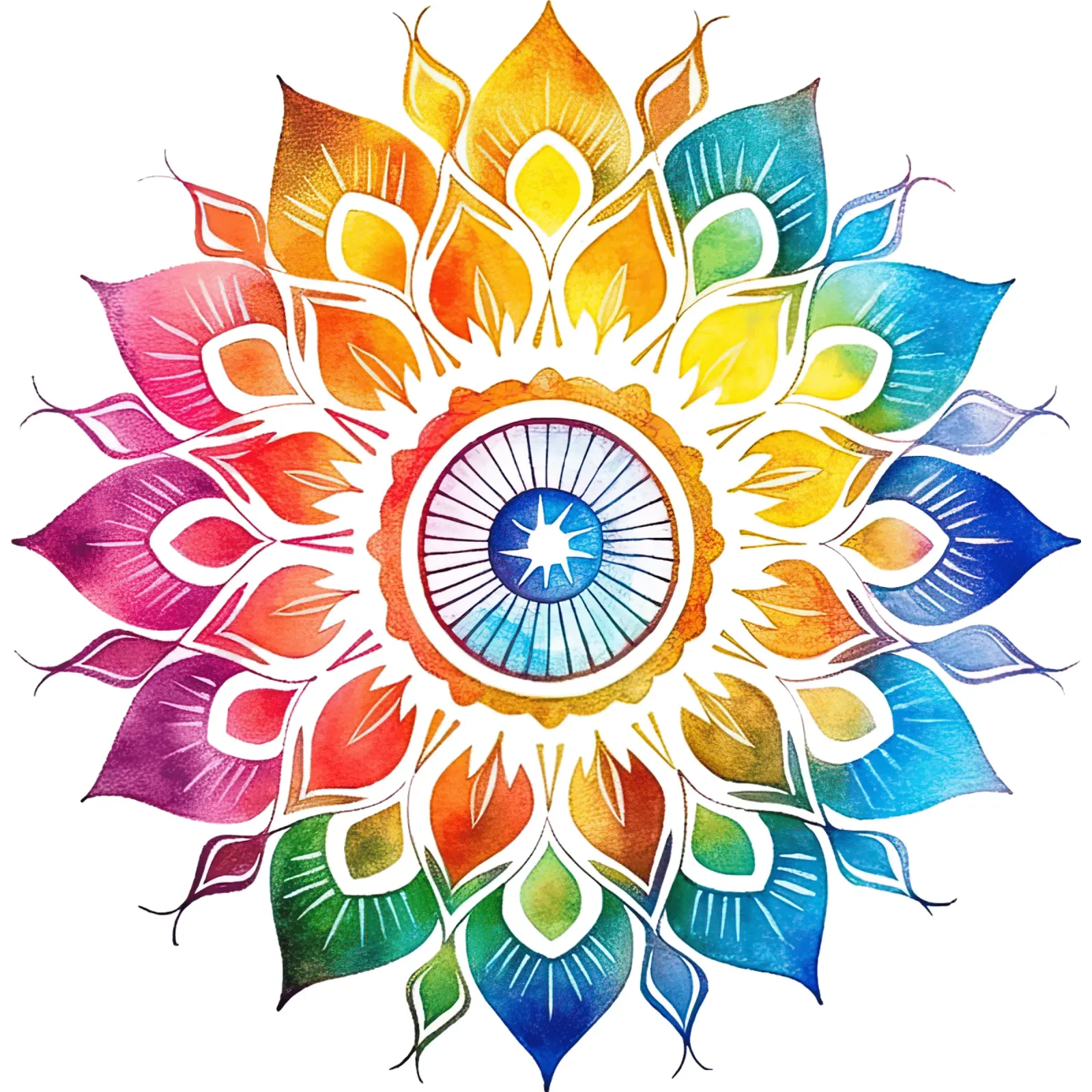 Mandala arco iris de acuarela hahnemühle de Spiritual Touch