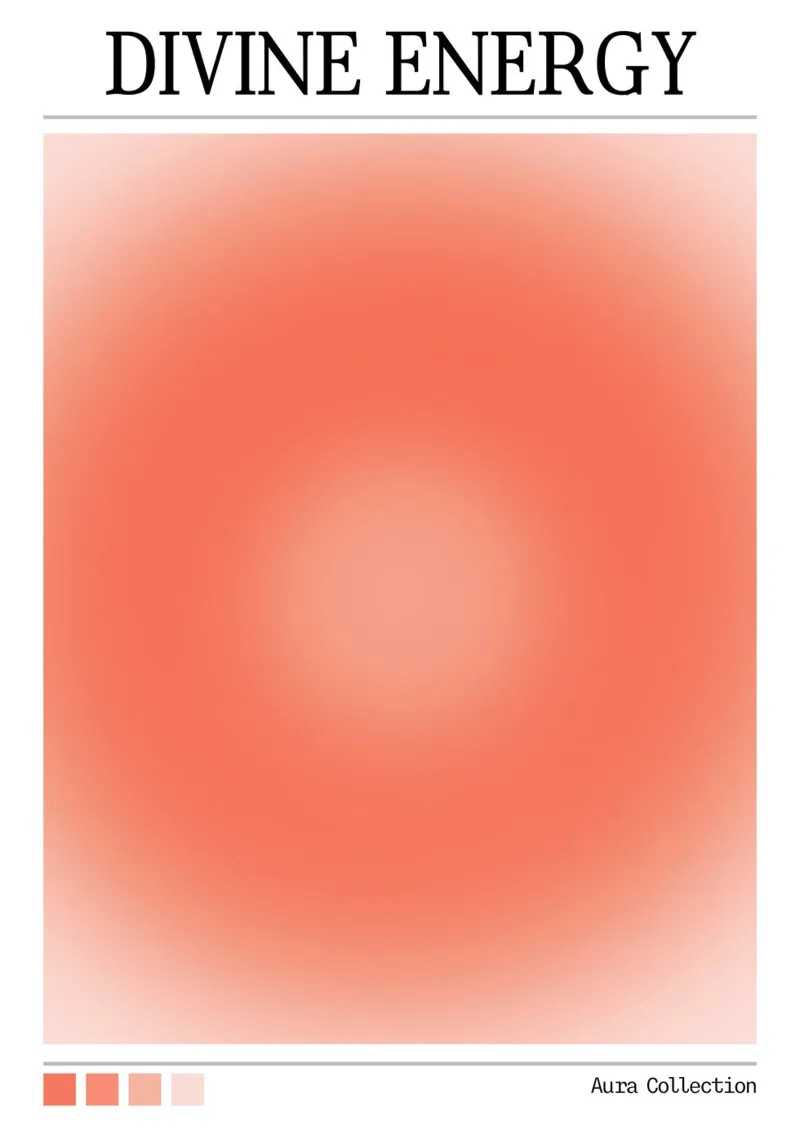 "Goddelijke Energie" Aura Collectie Koraalrood Kleurverloop Kunst canvas van homdeco