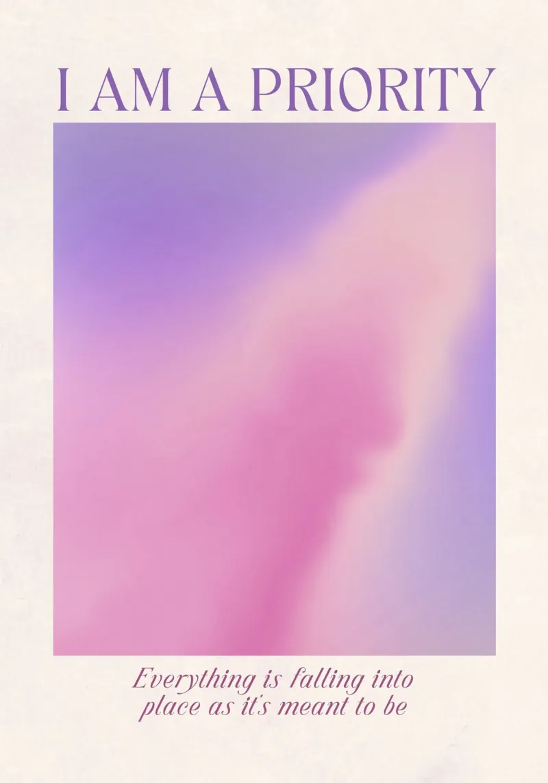 Poster d'autore "Io sono una priorità" - Aura di amore per se stessi pellicola backlit da homdeco