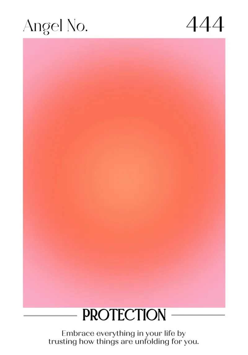 Angelo Numero 444 Protezione Aura Rosso Arancione Gradiente Arte pellicola backlit da homdeco