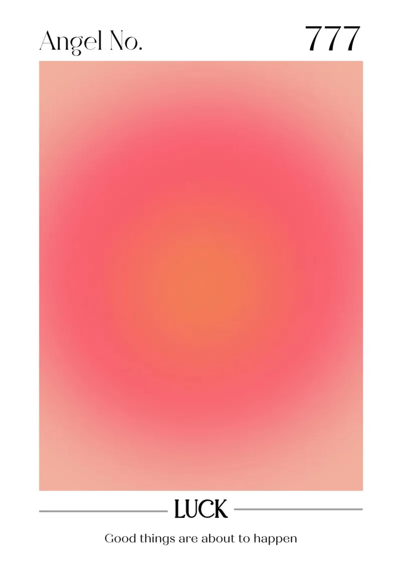 Angelo n. 777 Fortuna Aura Gradiente Rosso Pesca Rosa Arte pellicola backlit da homdeco