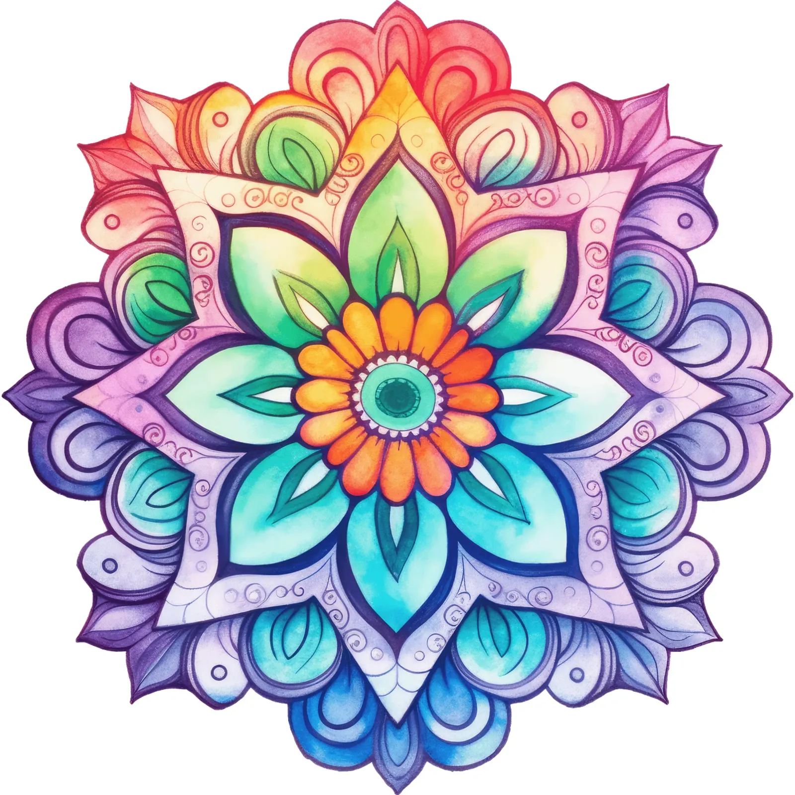 Mandala arcobaleno acquerellato pellicola backlit da Spiritual Touch