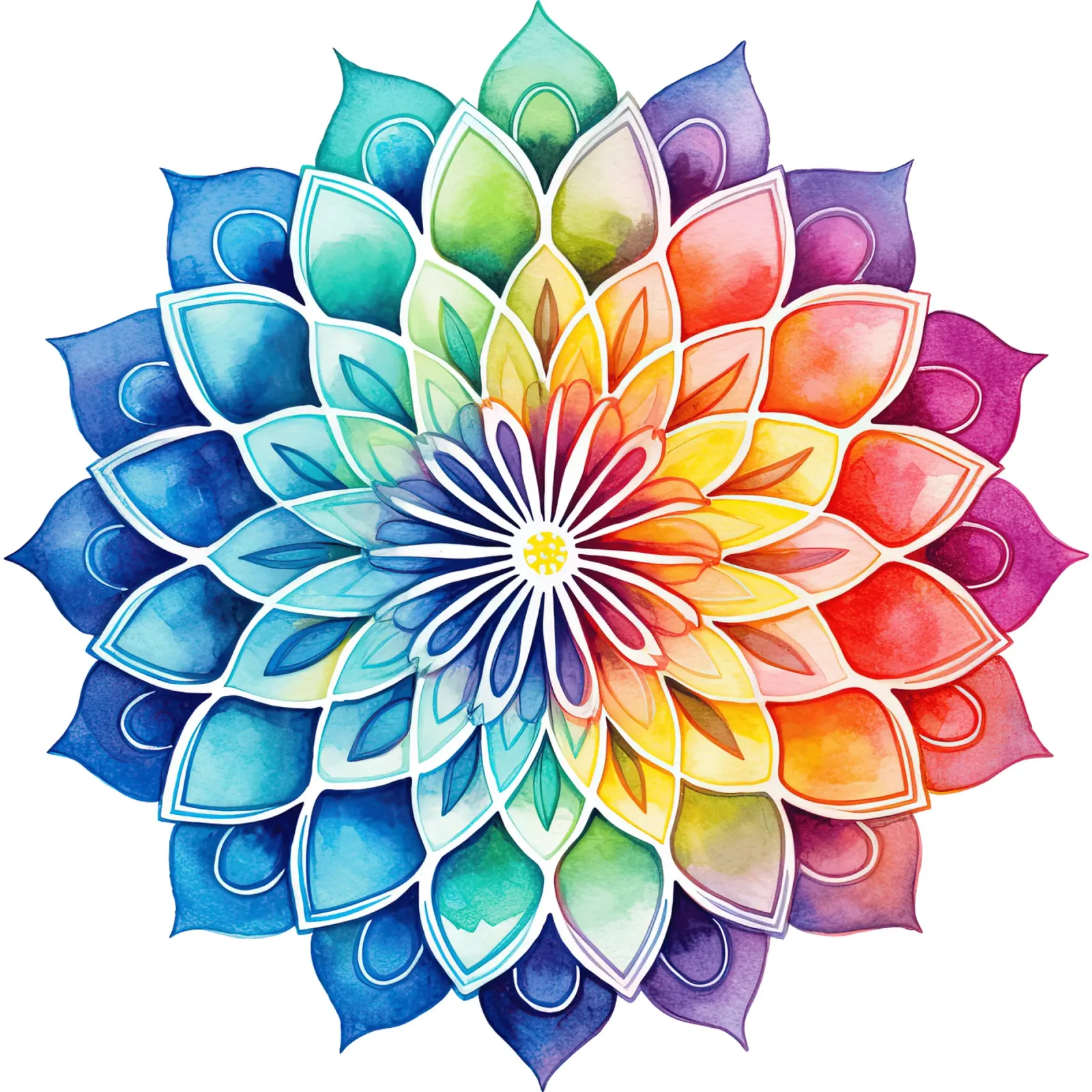 Mandala arcobaleno acquerellato pellicola backlit da Spiritual Touch
