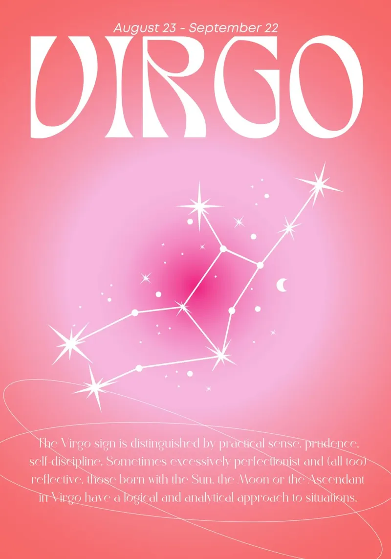 Maagd Sterrenbeeld Roze Aura Kleurverloop Poster canvas van homdeco