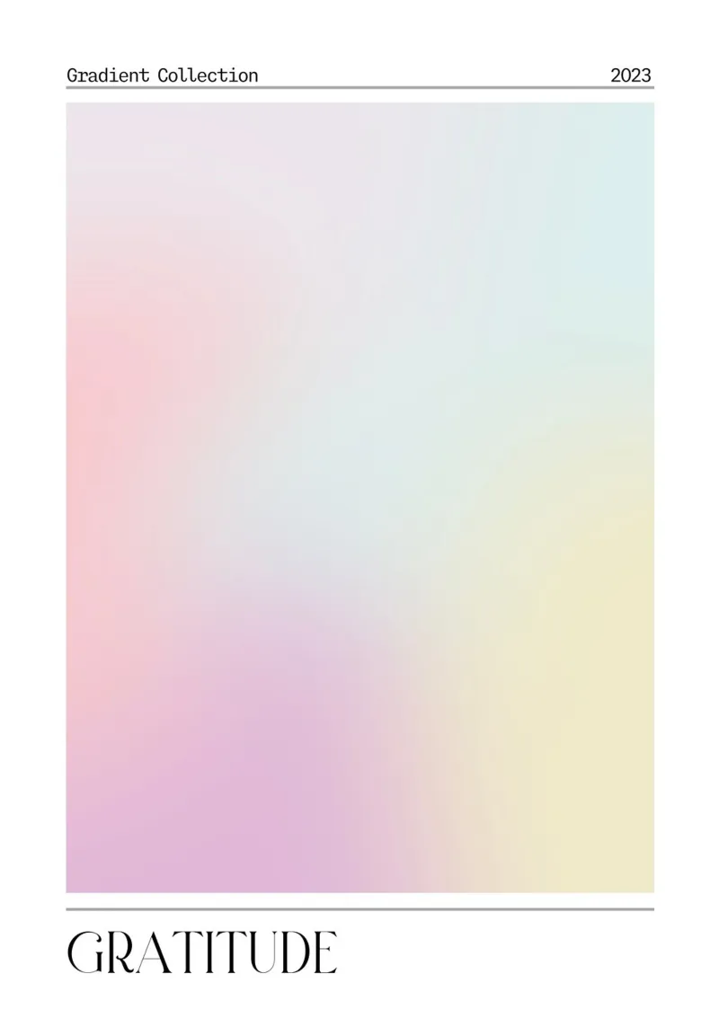"Gratitude" Pastel Aura Gradient Collection Poster 2023 alu-dibond by homdeco