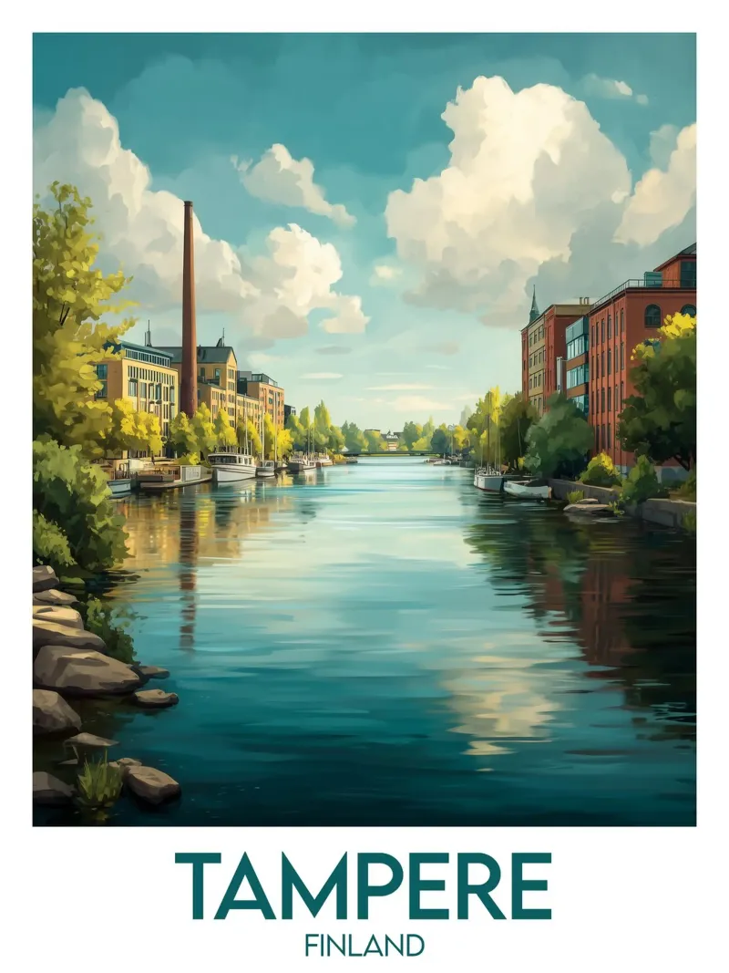Affiche Tampere poster avec cadre en bois de Frame the World