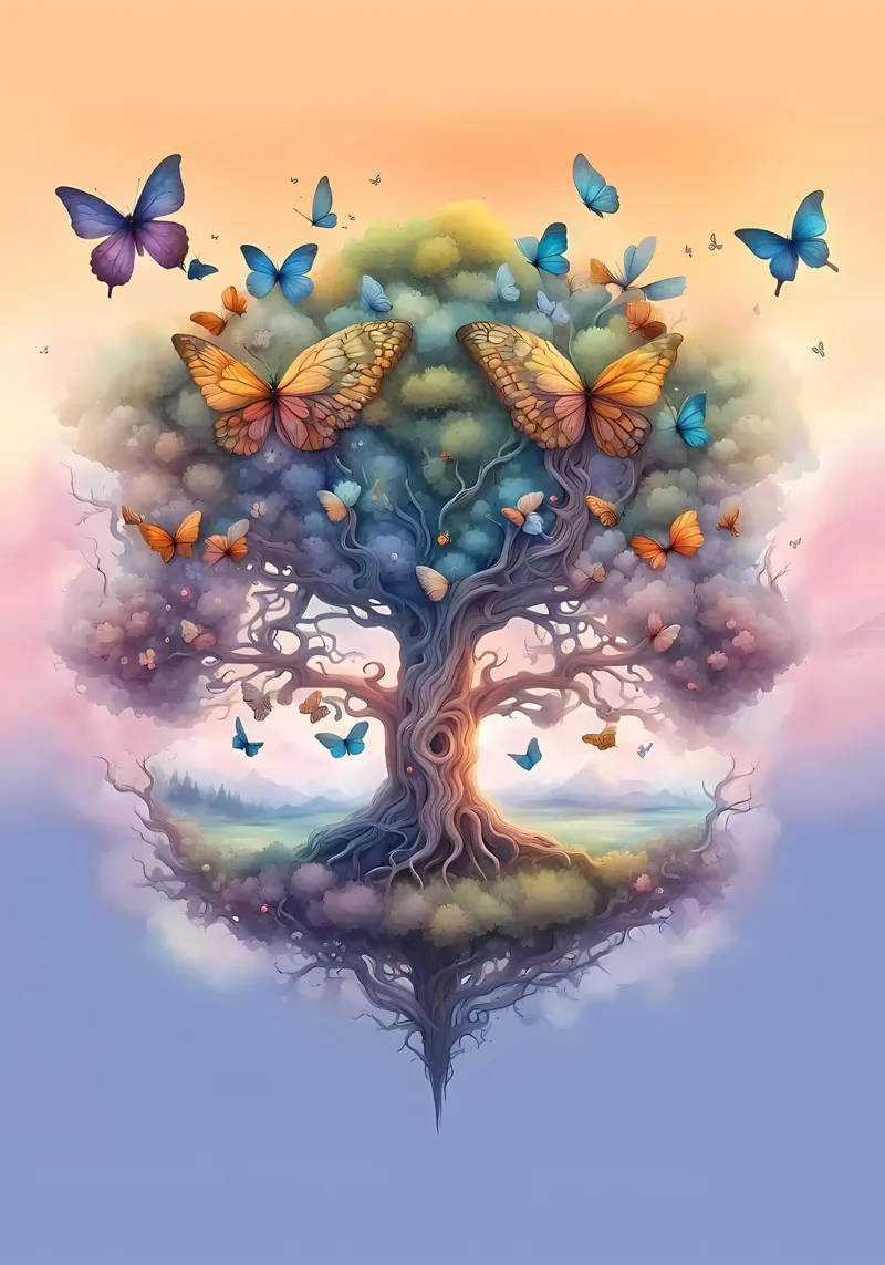 tree butterflies roots hahnemühle by Jennifer R Spyhalski