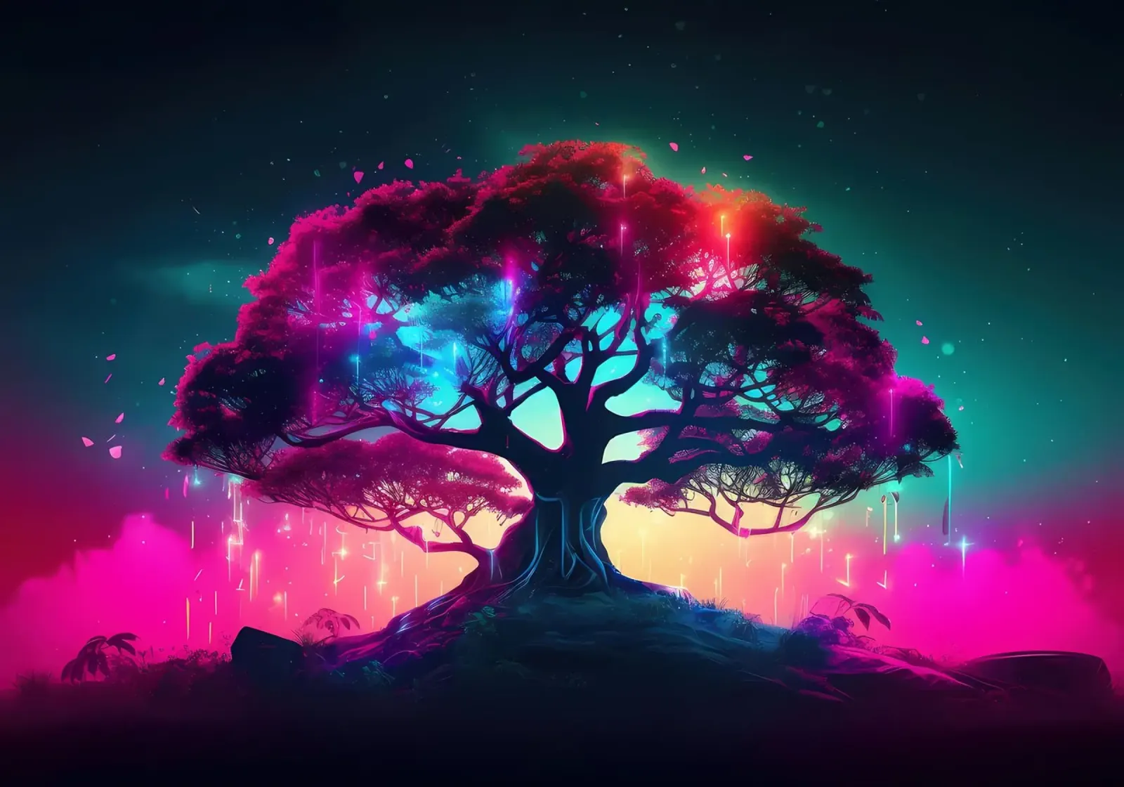albero che brilla al neon tela da Jennifer R Spyhalski