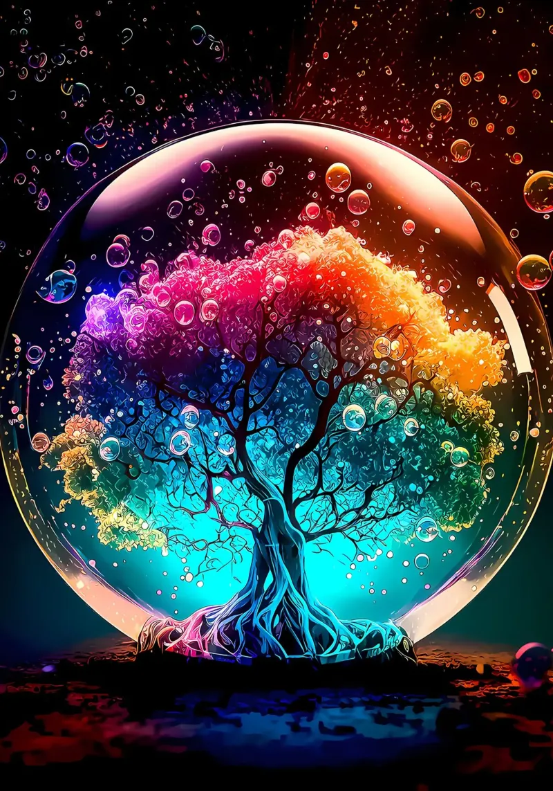 albero bolla arcobaleno pellicola backlit da Jennifer R Spyhalski