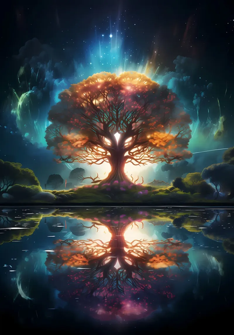 riflesso dell'albero incandescente tela da Jennifer R Spyhalski