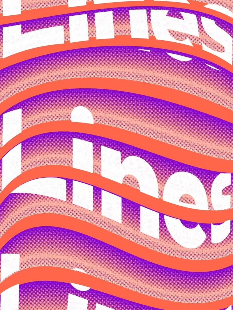Typographic distortion in an undulating rhythm canvas by Sarah Mauriaucourt