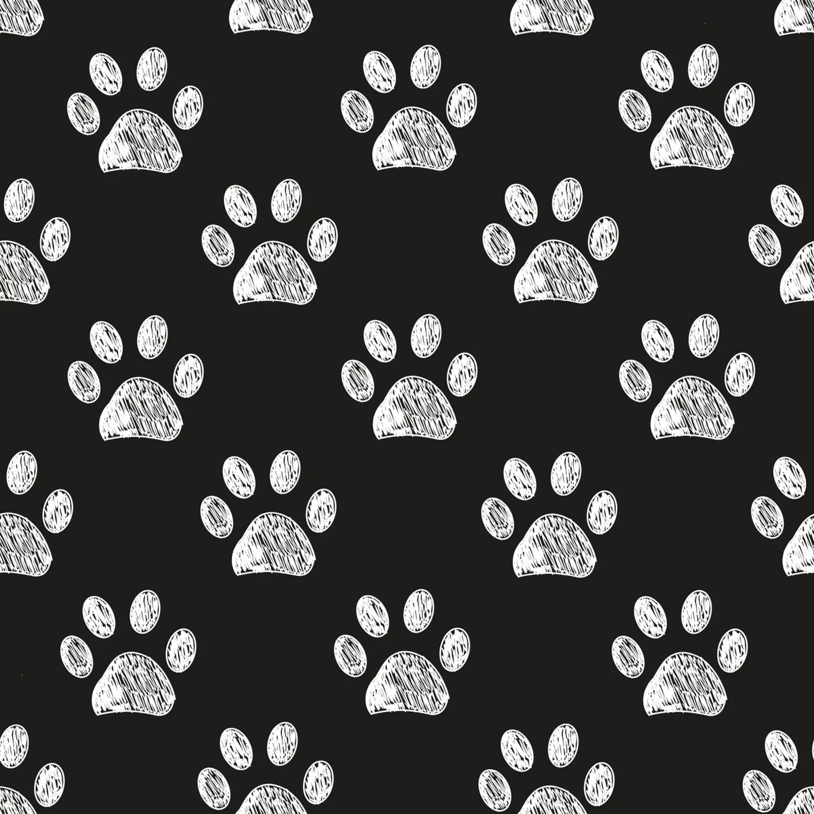 White paw prints black background pattern hahnemühle by gulsengunel