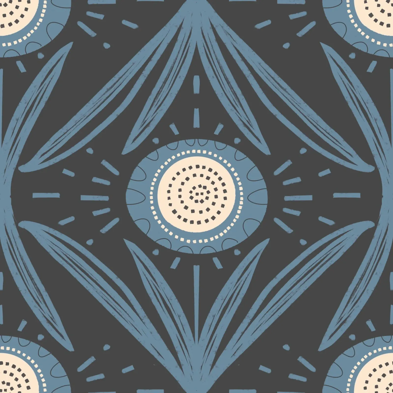 Folk Bloom Radiance - Blu polvere su carbone pellicola backlit da susanacosta