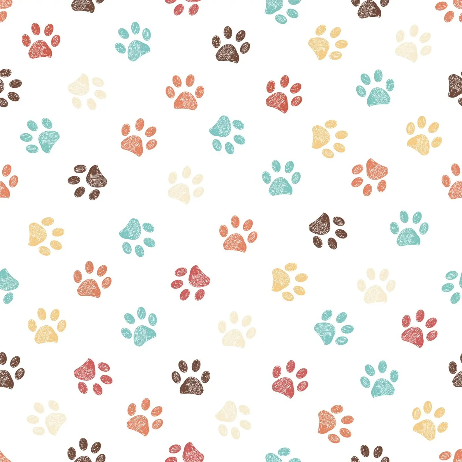 Terra cotta paw prints seamless pattern white canvas by gulsengunel