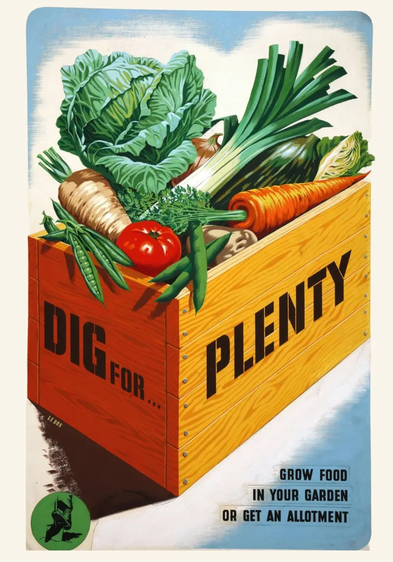 Poster della seconda guerra mondiale "Dig For Plenty" - Propaganda da giardino d'epoca poster da ClubArt