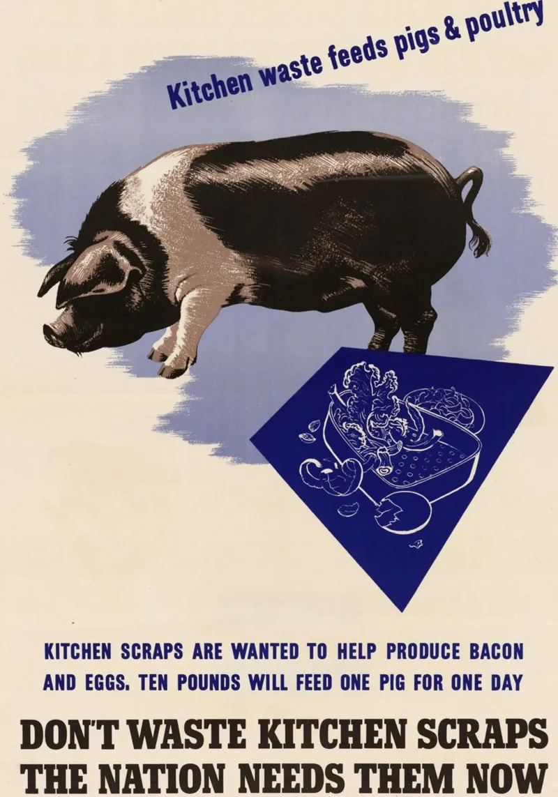WWII "Don't Waste Scraps" Propaganda Poster canvas with Floater frame by ClubArt