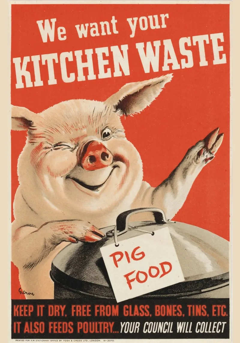 "Wir wollen Ihre Küchenabfälle" WWII Schweinefutter Poster Hahnemühle von ClubArt