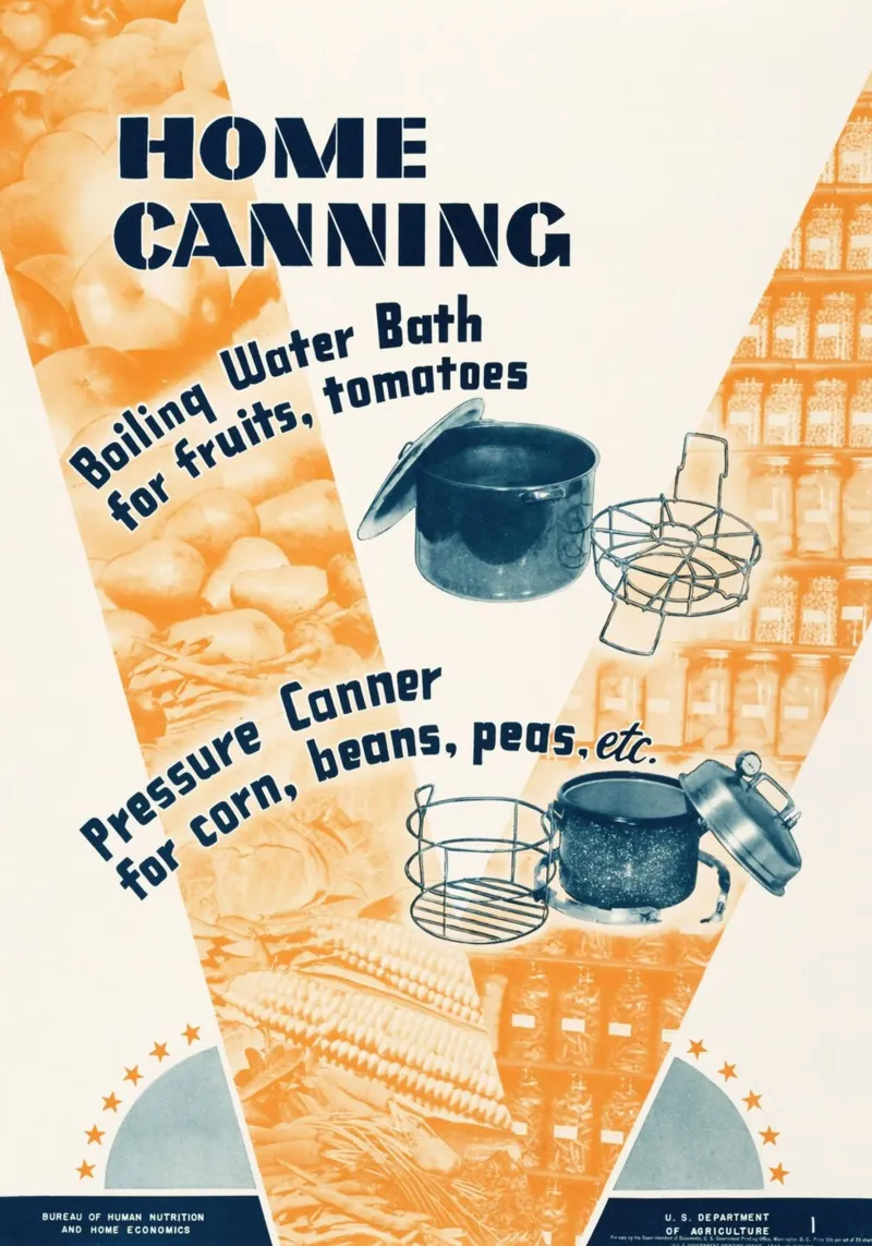 Poster d'epoca sull'inscatolamento domestico del Dipartimento dell'Agricoltura degli Stati Uniti poster con telaio in plastica da ClubArt