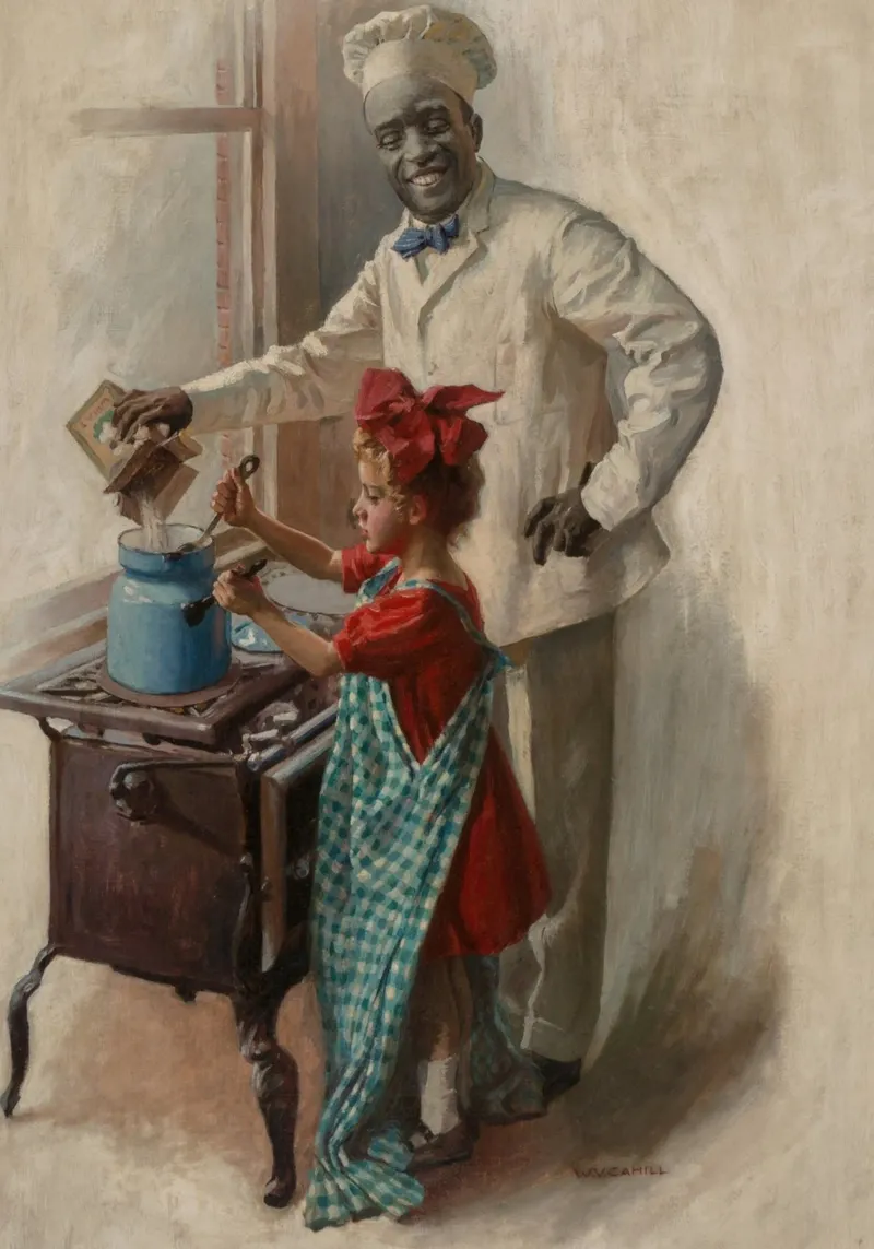 Vintage Chef & Child Baking - Americana Kitchen Art canvas by ClubArt